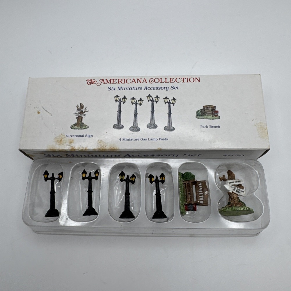 Liberty Falls Miniature Figurines Accessory Set Vtg 90s Lot Sign Lamp Post Bench